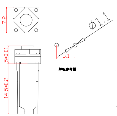 輕觸開(kāi)關(guān)TS-1119D圖紙